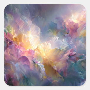 Abstract glowing pastel floral composition square sticker