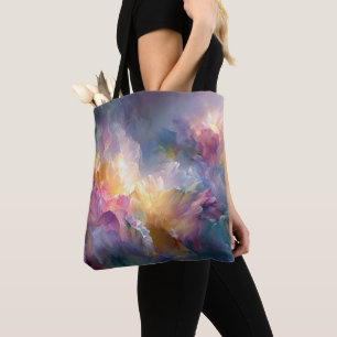 Abstract glowing pastel floral composition tote bag