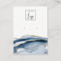 Abstract Gold Adage Navy Stud Earring Logo Display