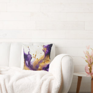 Abstract Gold and Amethyst  Cushion