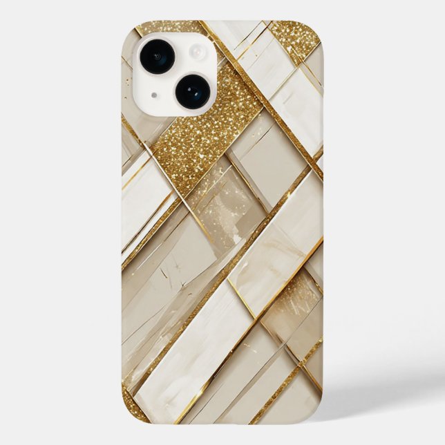 Abstract Gold and Beige Geometric Pattern Case-Mate iPhone Case (Back)