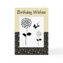 Abstract Gold And Black Dot Floral Greeting Card