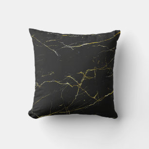 Abstract Gold and Black Marble Cushion