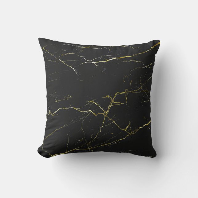 Abstract Gold and Black Marble Cushion (Front)