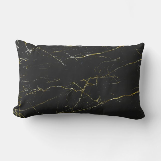 Abstract Gold and Black Marble Lumbar Cushion (Front)