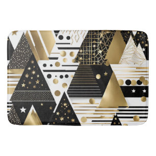 abstract gold and black triangles bath mat