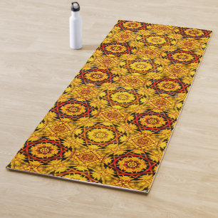 Abstract Gold And Orange Flower Petals Design      Yoga Mat