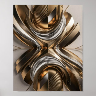Abstract Gold and Silver Sculpture Poster