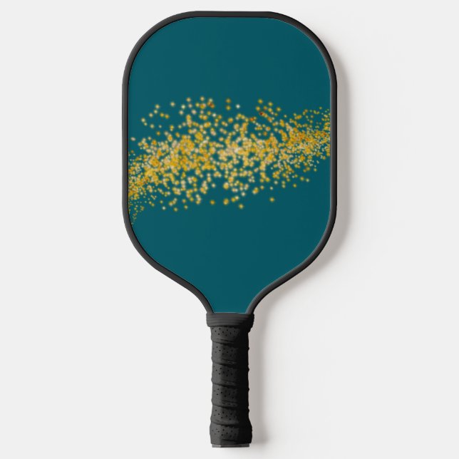 Abstract Gold and Teal Pickleball Paddle (Front)