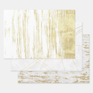 Abstract Gold and White Wrapping Paper Sheets