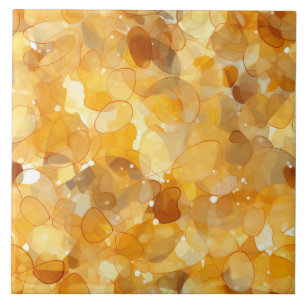 Abstract Gold Background, Bold Colour Blobs Ceramic Tile