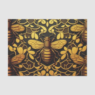 Abstract gold bee. Golden floral insect pattern Tissue Paper