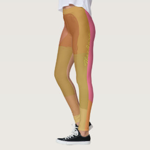 Abstract Gold Beige Pink Leggings