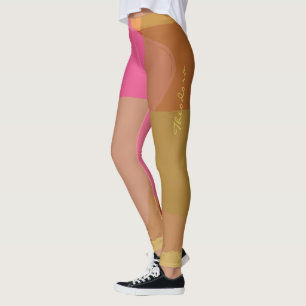 Abstract Gold Beige Pink Pattern Leggings