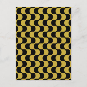 Abstract Gold Black Distorted Checkerboard Pattern Holiday Postcard