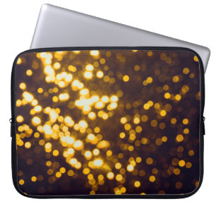 Abstract gold bokeh with black background laptop sleeve