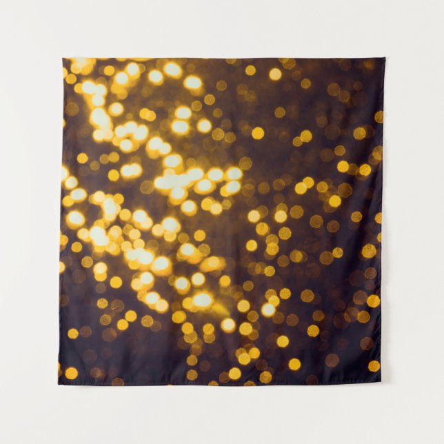 Abstract gold bokeh with black background tapestry (Front)