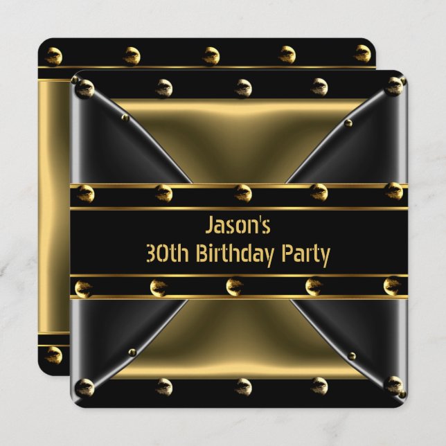 Abstract Gold Bronze Mens 30th Birthday Party 5BG Invitation (Front/Back)