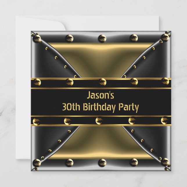 Abstract Gold Bronze Mens 30th Birthday Party 6BG Invitation (Front)
