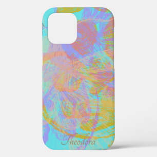 Abstract Gold Butterfly Aquamarine Violet iPhone 12 Case
