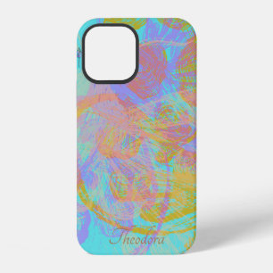 Abstract Gold Butterfly Aquamarine Violet iPhone 12 Case