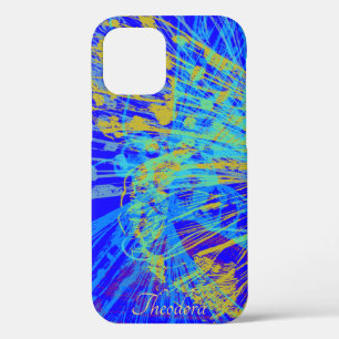 Abstract Gold Butterfly Blue Pastel iPhone 12 Case