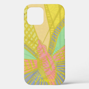 Abstract Gold Butterfly Jad Pink Pattern iPhone 12 Case