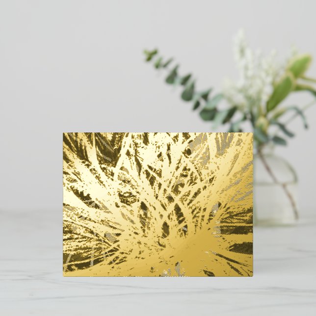 Abstract Gold Butterfly Pattern Foil Holiday Postcard (Standing Front)