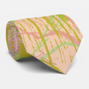 Abstract Gold Butterfly Pink Violet Pattern Tie