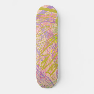 Abstract Gold Butterfly Pink Violet Skateboard