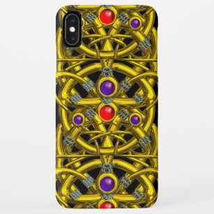 ABSTRACT GOLD CELTIC KNOTS WITH COLORFUL GEMSTONES iPhone XS MAX CASE