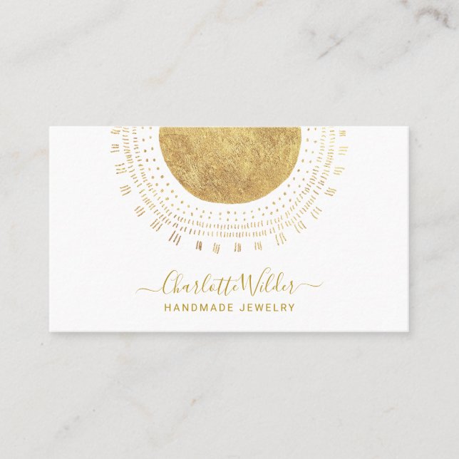 Abstract Gold Circle Handmade Jewellery Business Card (Front)