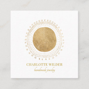Abstract Gold Circle Square Business Card
