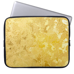 Abstract gold colour painted on grunge rough surfa laptop sleeve