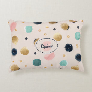 Abstract Gold & Colourful Brushstroke Circle Decorative Cushion