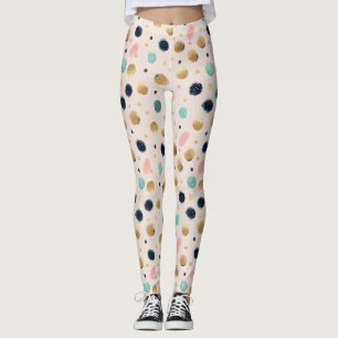 Abstract Gold & Colourful Brushstroke Circle Leggings
