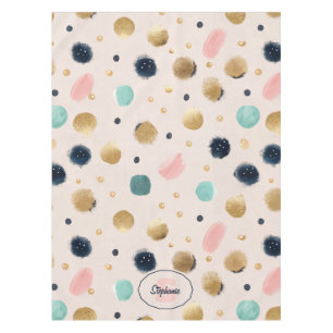 Abstract Gold & Colourful Brushstroke Circle Tablecloth