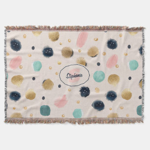 Abstract Gold & Colourful Brushstroke Circle Throw Blanket