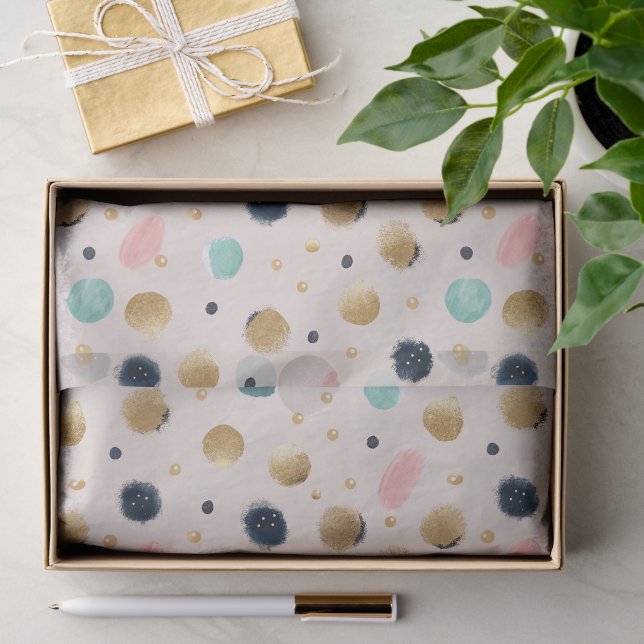 Abstract Gold & Colourful Brushstroke Circle Tissue Paper (Gift)