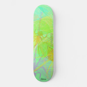 Abstract Gold Dragonfly Blue Pastel Pattern Skateboard