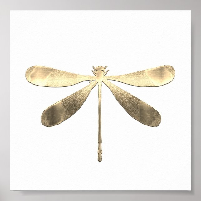 Abstract Gold Dragonfly Poster (Front)
