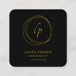 Abstract Gold Faux Modern Minimal Circle Simple Square Business Card
