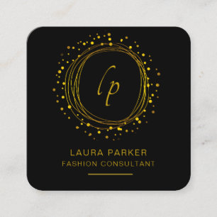 Abstract Gold Faux Modern Minimal Confetti Circle Square Business Card