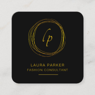 Abstract Gold Faux Modern Minimal Confetti Square Business Card