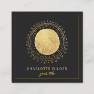 Abstract Gold Foil Circle Square Black Square Business Card