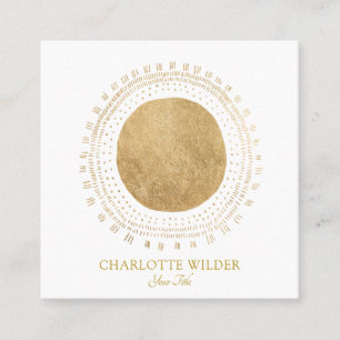 Abstract Gold Foil Circle Sun Rays Square Business Card