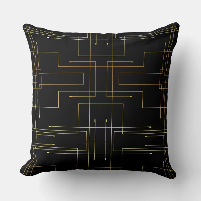 Abstract Gold Foil Throw Pillow (Front)