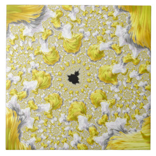 Abstract Gold Fractal Ceramic Tile
