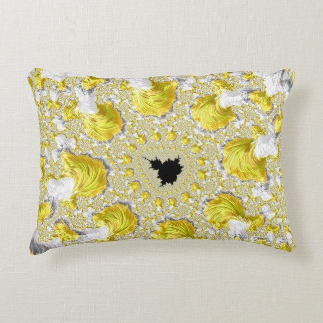 Abstract Gold Fractal Decorative Cushion (Front)