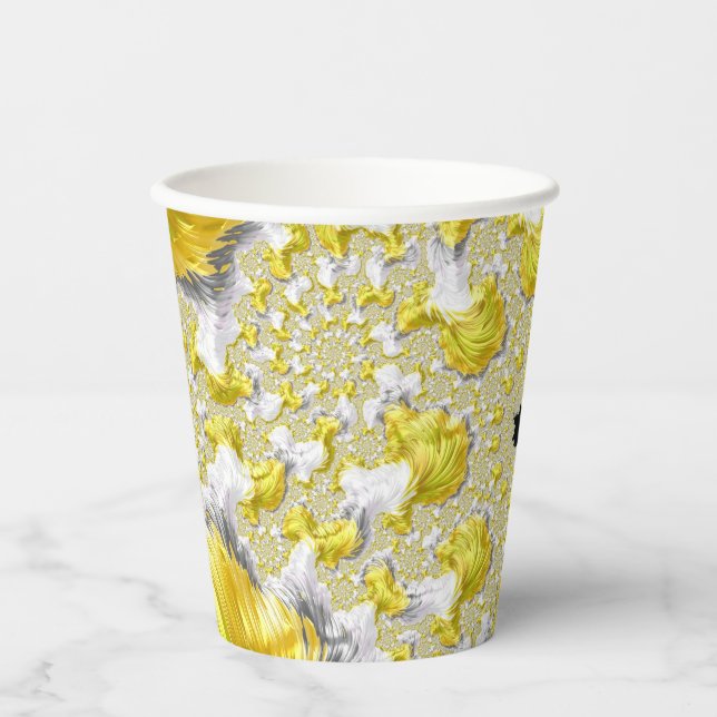 Abstract Gold Fractal Paper Cups (Front)